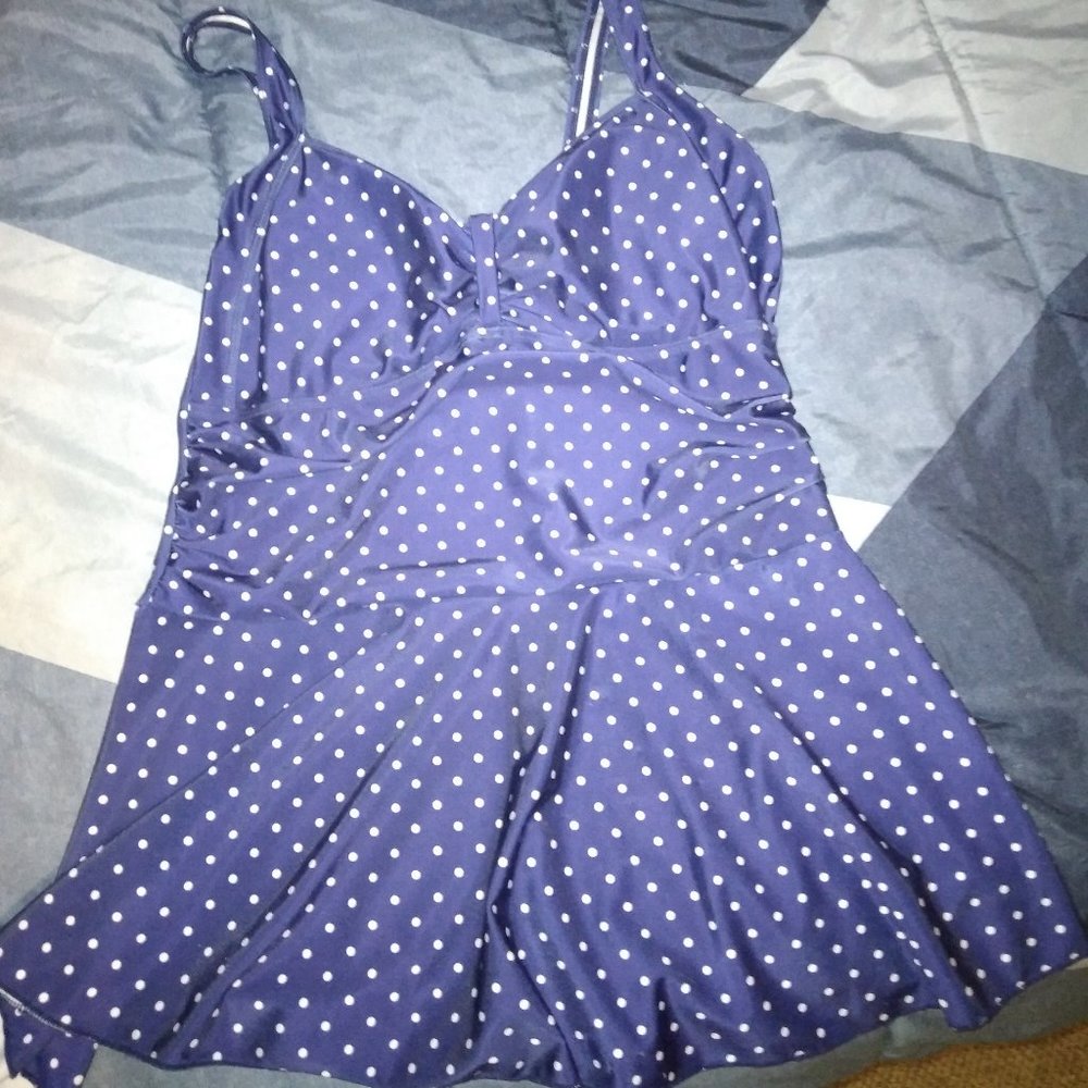3x large blue polka dot bikini top